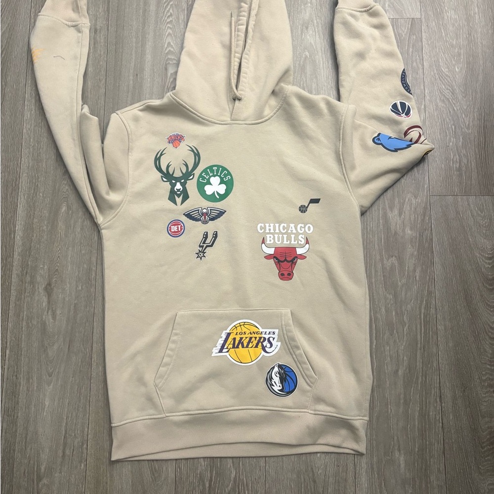 Beige Hoodie with NBA Team Logos